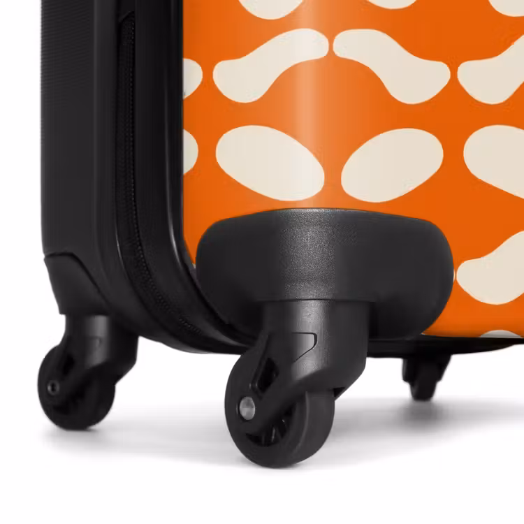 Oranje - Ruitpatroon - Wit NBS - Handbagage koffer - Volwassenen Unisex middel -wiel
