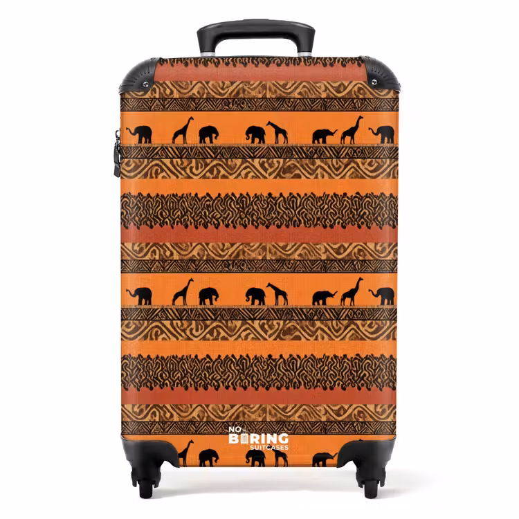 Koffer - Oranje - Safari - Afrikaans - Dieren - Patroon - Oranje - Safari - Afrikaans - Dieren - Patroon NBS - Handbagage koffer - Volwassenen Unisex middel