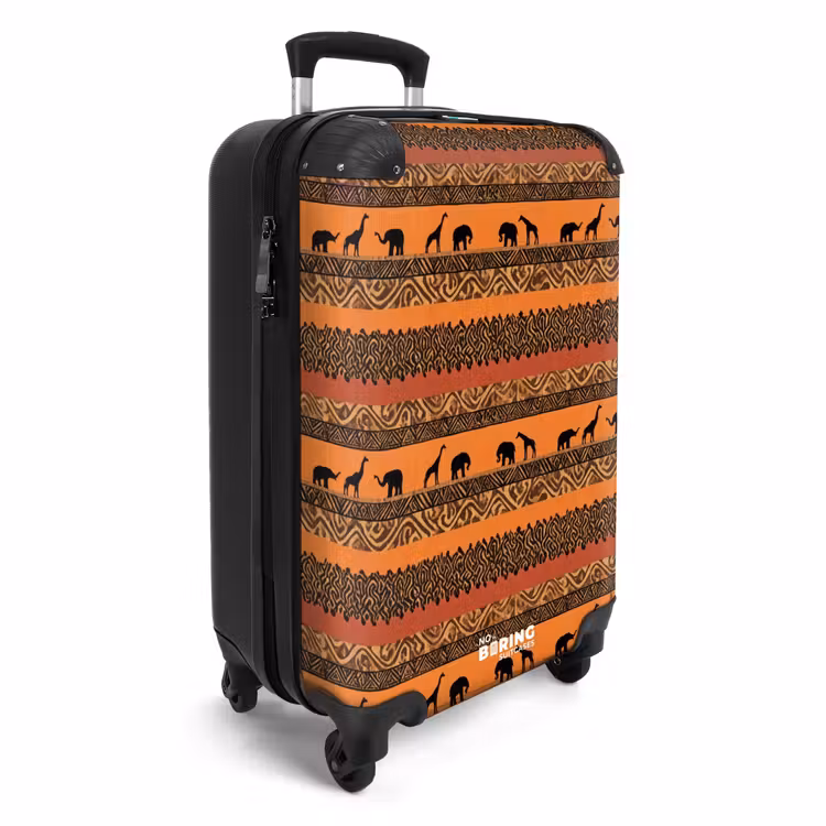 Koffer - Oranje - Safari - Afrikaans - Dieren - Patroon - Oranje - Safari - Afrikaans - Dieren - Patroon NBS - Handbagage koffer - Volwassenen Unisex middel
