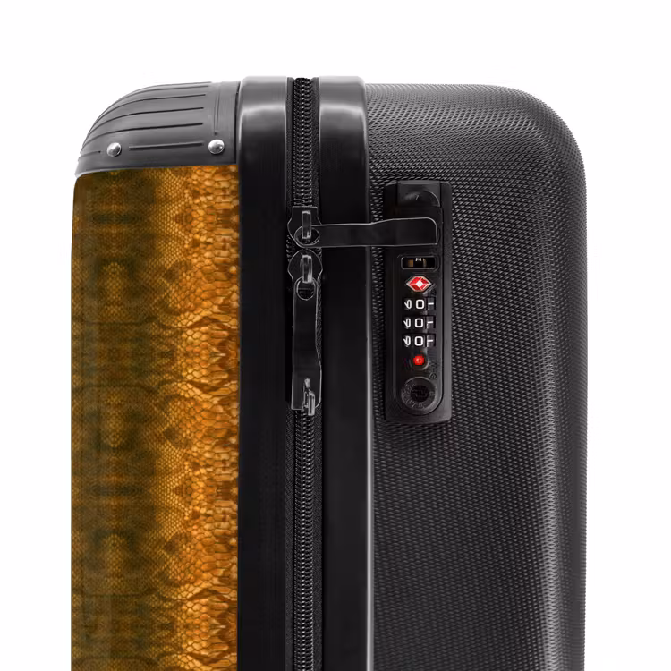 Oranje slangenhuid met symmetrische schubstructuur NBS - Handbagage koffer - Volwassenen Unisex middel -slot