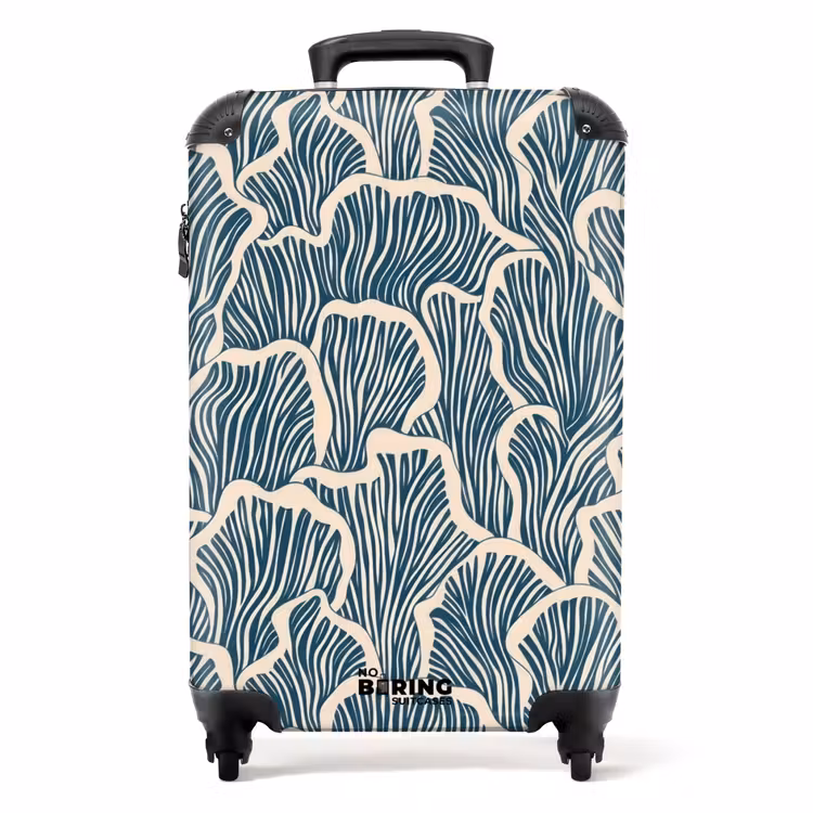 Koffer - Organisch - Blauw - Crème - Schelpen - Organisch - Blauw - Crème - Schelpen NBS - Handbagage koffer - Volwassenen Unisex middel