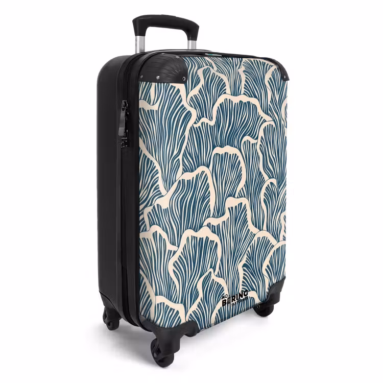 Koffer - Organisch - Blauw - Crème - Schelpen - Organisch - Blauw - Crème - Schelpen NBS - Handbagage koffer - Volwassenen Unisex middel