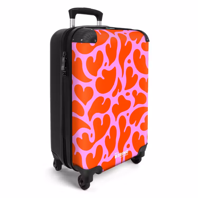 Organisch hartmotief in rood op roze achtergrond NBS - Handbagage koffer - Kinderen Unisex middel -productfoto_3d