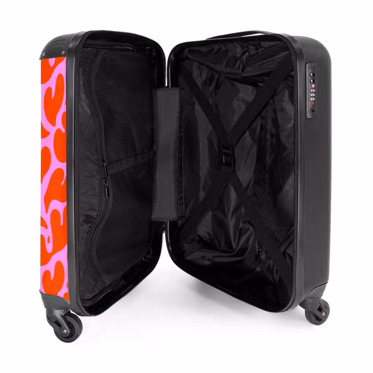 Organisch hartmotief in rood op roze achtergrond NBS - Handbagage koffer - Kinderen Unisex middel -binnenkant