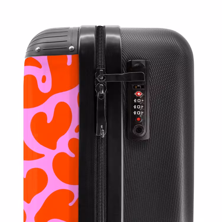Organisch hartmotief in rood op roze achtergrond NBS - Handbagage koffer - Kinderen Unisex middel -slot
