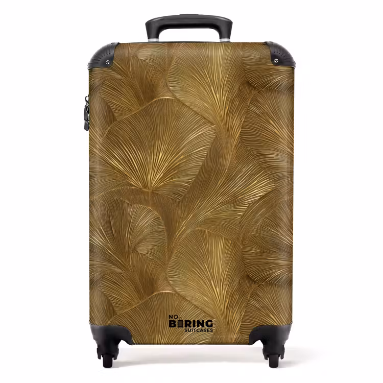 Organisch - Lijnen - Goud NBS - Handbagage koffer - Volwassenen Unisex middel -productfoto_recht
