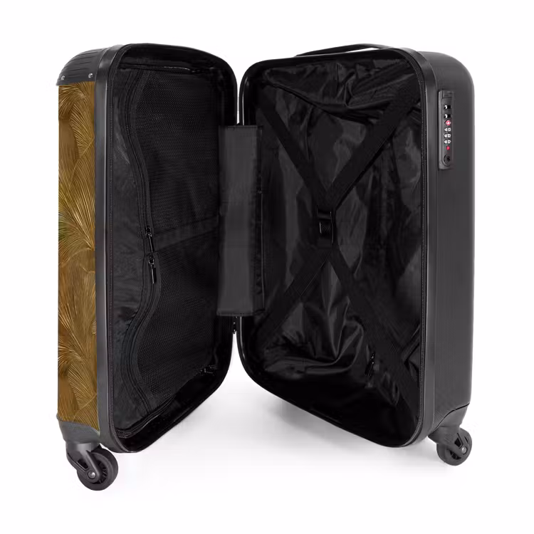 Organisch - Lijnen - Goud NBS - Handbagage koffer - Volwassenen Unisex middel -binnenkant