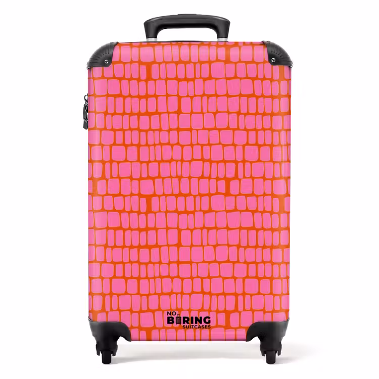 Organisch - Raster - Roze NBS - Handbagage koffer - Volwassenen Unisex middel -productfoto_recht