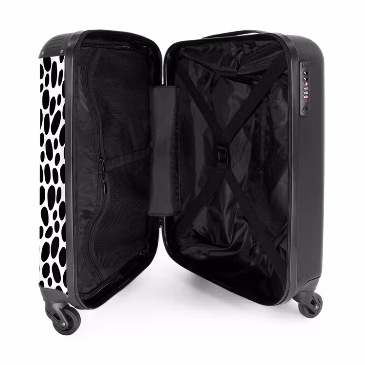 Organisch verspreide ovalen over een witte plattegrond NBS - Handbagage koffer - Volwassenen Unisex middel -binnenkant