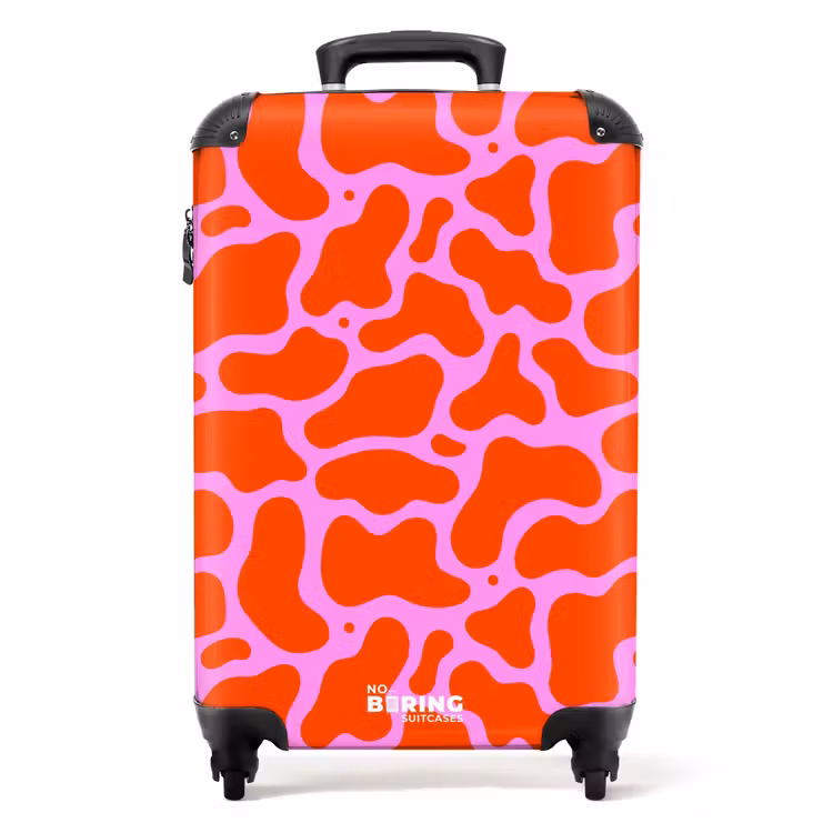 Organisch vlekkenpatroon in rood en roze NBS - Handbagage koffer - Kinderen Unisex middel -productfoto_recht