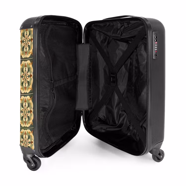 Ornament - Patroon - Groen NBS - Handbagage koffer - Volwassenen Unisex middel -binnenkant