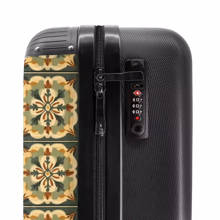 Ornament - Patroon - Groen NBS - Handbagage koffer - Volwassenen Unisex middel -slot