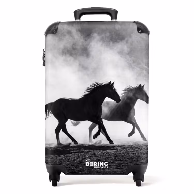 Koffer - Paard - Stof - Zwart-wit - Dieren - Paard - Stof - Zwart-wit - Dieren NBS - Handbagage koffer - Volwassenen Unisex middel