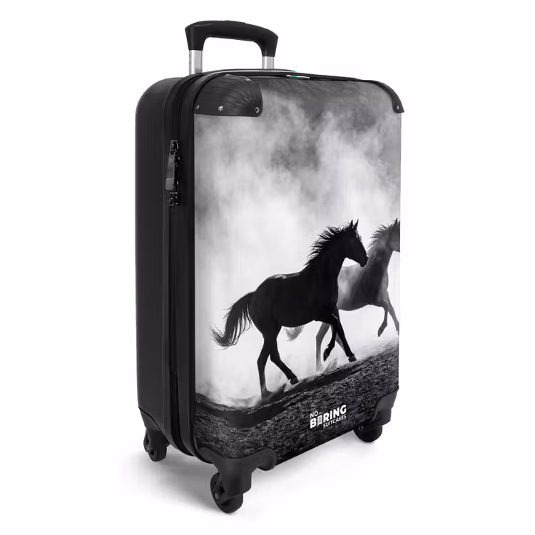Koffer - Paard - Stof - Zwart-wit - Dieren - Paard - Stof - Zwart-wit - Dieren NBS - Handbagage koffer - Volwassenen Unisex middel