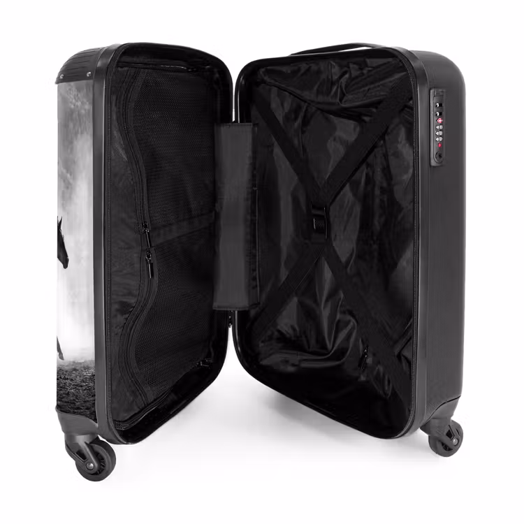Koffer - Paard - Stof - Zwart-wit - Dieren - Paard - Stof - Zwart-wit - Dieren NBS - Handbagage koffer - Volwassenen Unisex middel