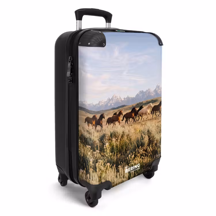 Koffer - Paarden - Kudde - Bergen - Vrijheid - Wild - Paarden - Kudde - Bergen - Vrijheid - Wild NBS - Handbagage koffer - Volwassenen Unisex middel