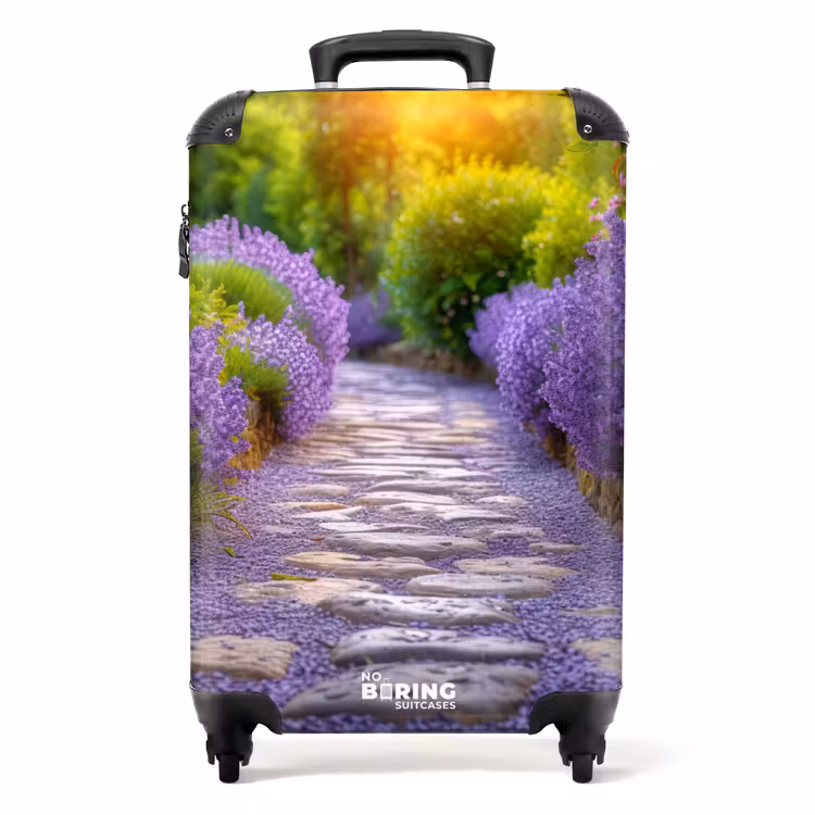 Pad met paarse lavendelstruiken NBS - Handbagage koffer - Unisex middel -productfoto_recht