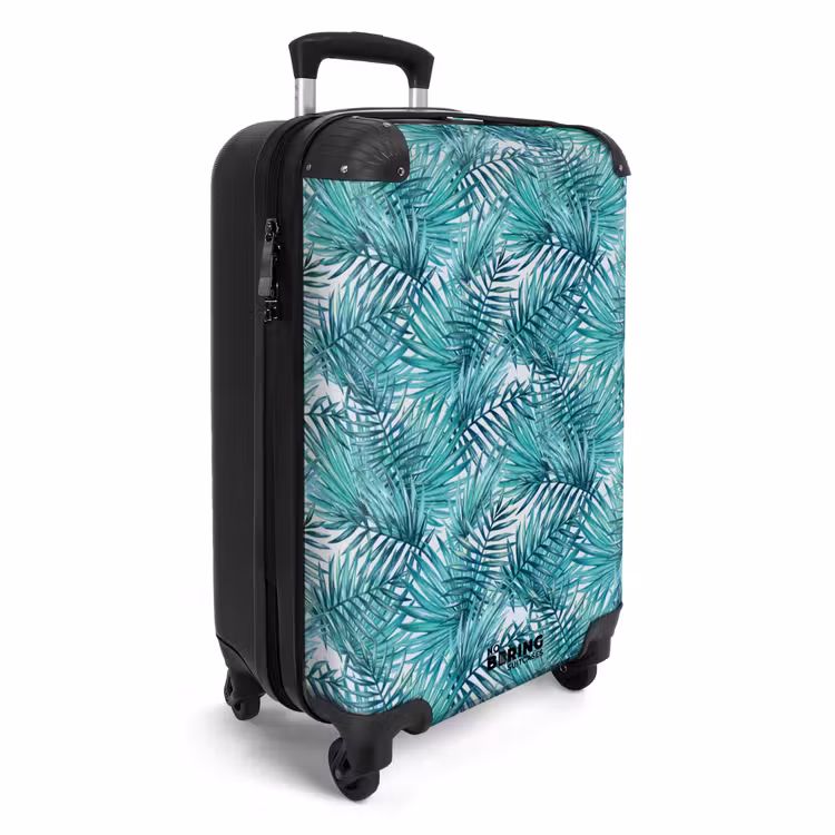 Palm bladeren patroon licht blauw NBS - Handbagage koffer - Volwassenen Unisex middel -productfoto_3d