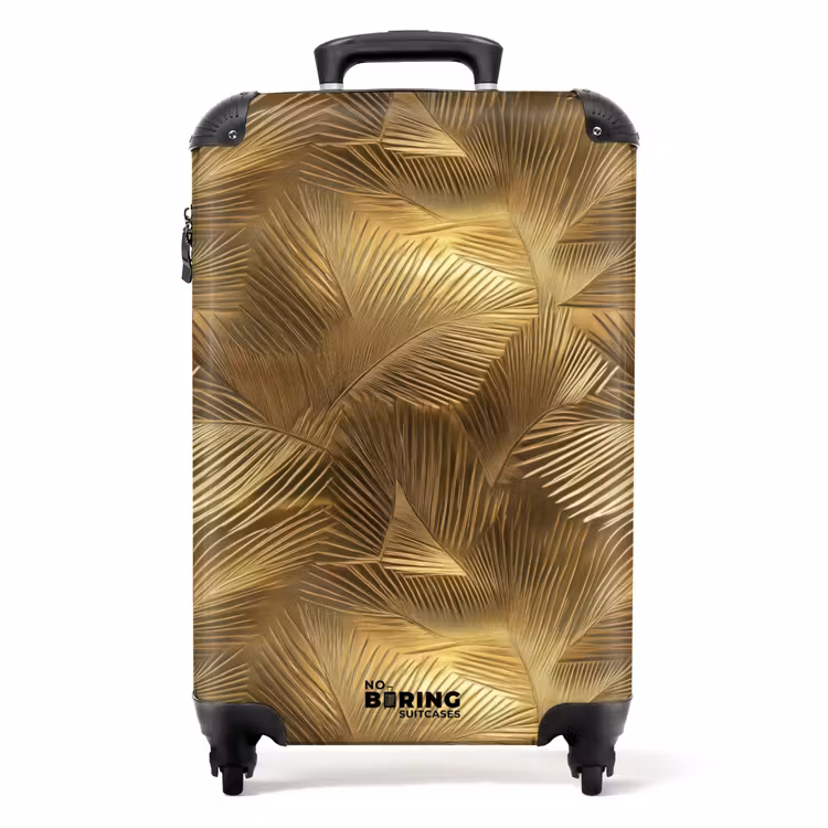 Palm - Waaier - Goud NBS - Handbagage koffer - Volwassenen Unisex middel -productfoto_recht