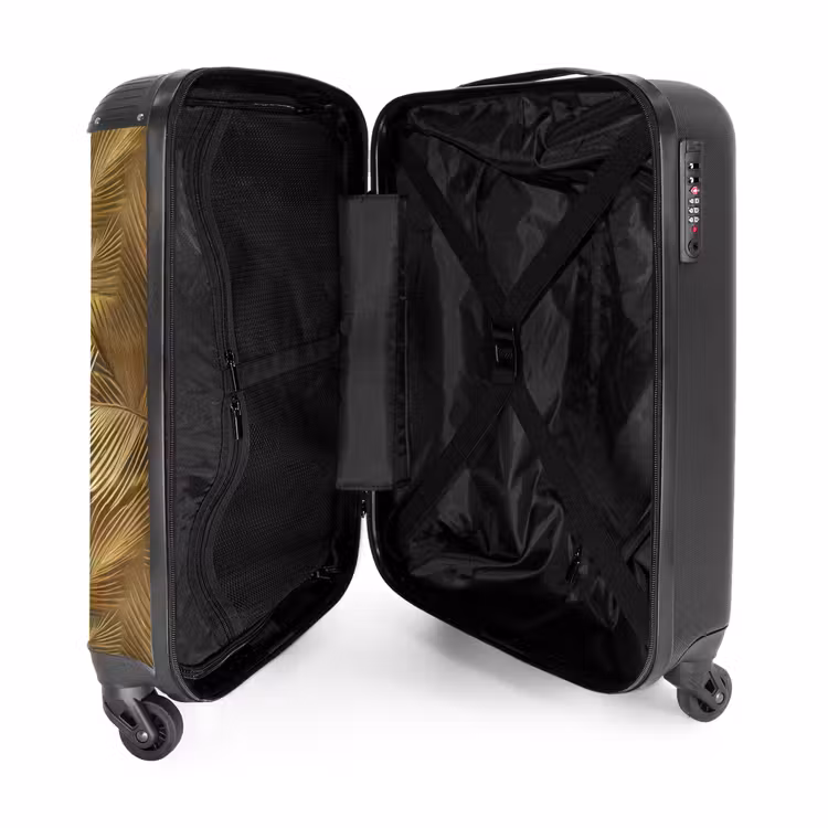 Palm - Waaier - Goud NBS - Handbagage koffer - Volwassenen Unisex middel -binnenkant