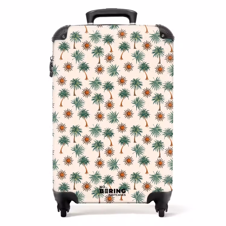 Palmbomen en zonnetjes print NBS - Handbagage koffer - Volwassenen Unisex middel -productfoto_recht