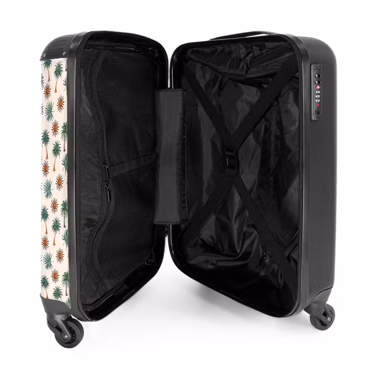 Palmbomen en zonnetjes print NBS - Handbagage koffer - Volwassenen Unisex middel -binnenkant