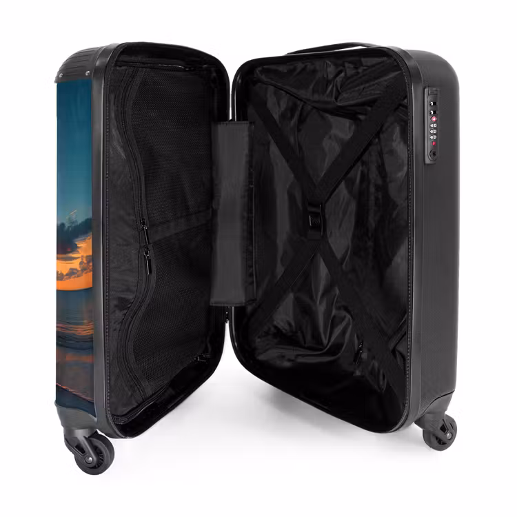 Palmboom bij zonsondergang NBS - Handbagage koffer - Unisex middel -binnenkant