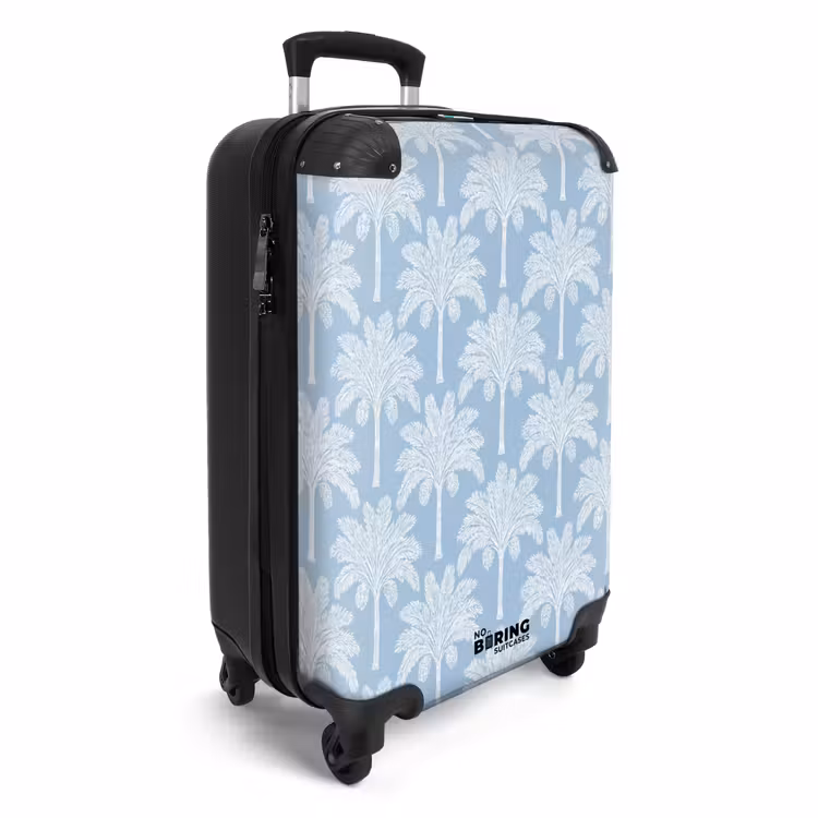 Palmboom - Modern - Blauw NBS - Handbagage koffer - Volwassenen Unisex middel -productfoto_3d