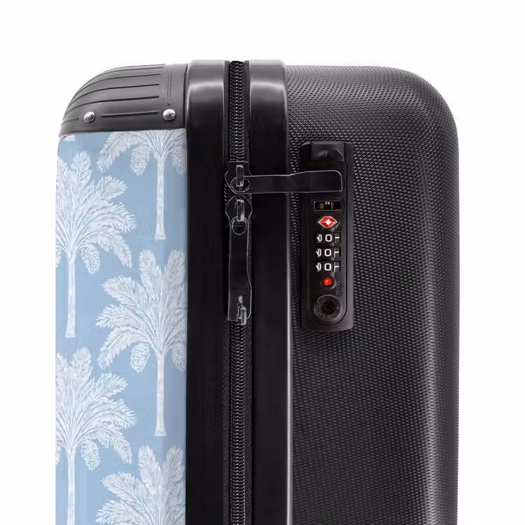 Palmboom - Modern - Blauw NBS - Handbagage koffer - Volwassenen Unisex middel -slot