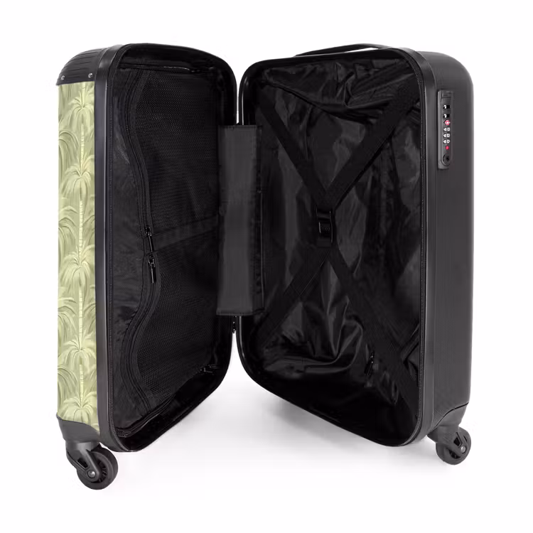 Palmwoud - Tropisch - Groen NBS - Handbagage koffer - Volwassenen Unisex middel -binnenkant