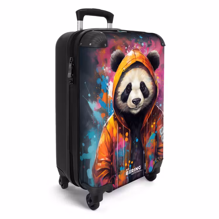 Panda met oranje jas en verfspetters NBS - Handbagage koffer - Volwassenen Unisex middel -productfoto_3d