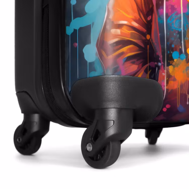 Panda met oranje jas en verfspetters NBS - Handbagage koffer - Volwassenen Unisex middel -wiel