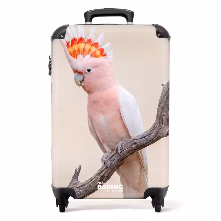 Koffer - Papagaai - Tak - Roze - Papagaai - Tak - Roze NBS - Handbagage koffer - Volwassenen Unisex middel