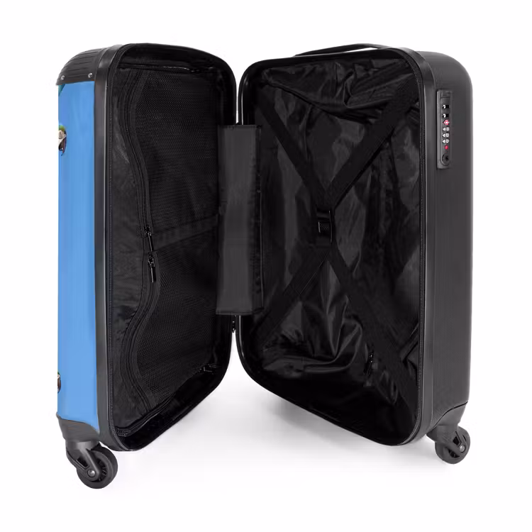 Koffer - Papagaai - Vliegen - Blauw - Geel - Papagaai - Vliegen - Blauw - Geel NBS - Handbagage koffer - Volwassenen Unisex middel