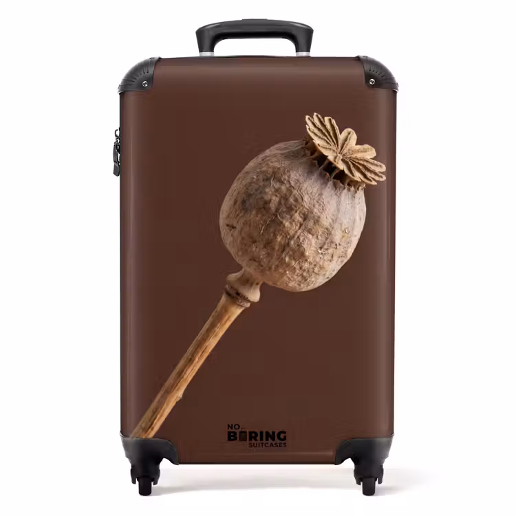 Koffer - Papaverbol - Droogbloem - Bruin - Minimalistisch - Papaverbol - Droogbloem - Bruin - Minimalistisch NBS - Handbagage koffer - Volwassenen Unisex middel