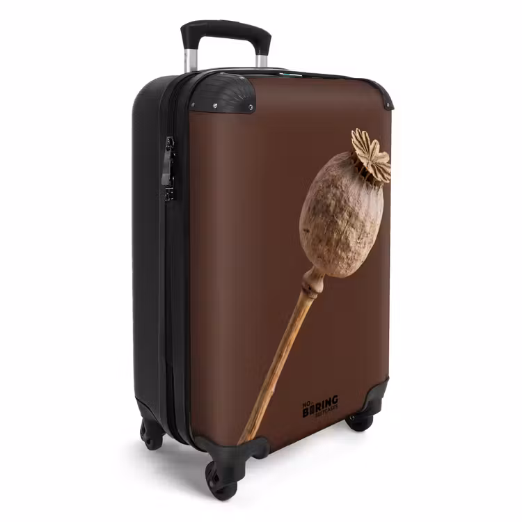 Koffer - Papaverbol - Droogbloem - Bruin - Minimalistisch - Papaverbol - Droogbloem - Bruin - Minimalistisch NBS - Handbagage koffer - Volwassenen Unisex middel