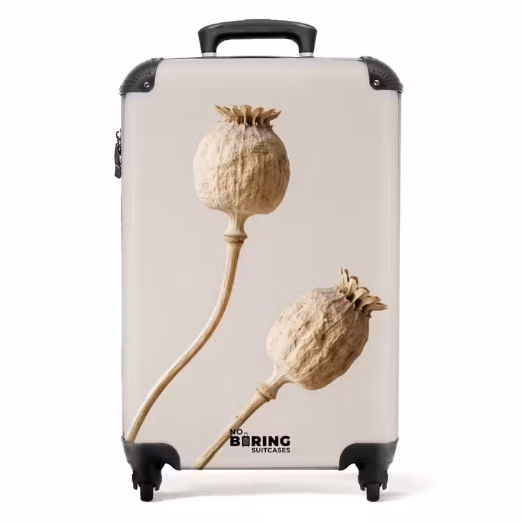 Koffer - Papaverbollen - Droogbloemen - Minimalistisch - Beige - Rustig - Papaverbollen - Droogbloemen - Minimalistisch - Beige - Rustig NBS - Handbagage koffer - Volwassenen Unisex middel