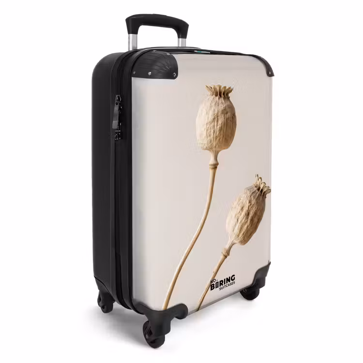 Koffer - Papaverbollen - Droogbloemen - Minimalistisch - Beige - Rustig - Papaverbollen - Droogbloemen - Minimalistisch - Beige - Rustig NBS - Handbagage koffer - Volwassenen Unisex middel