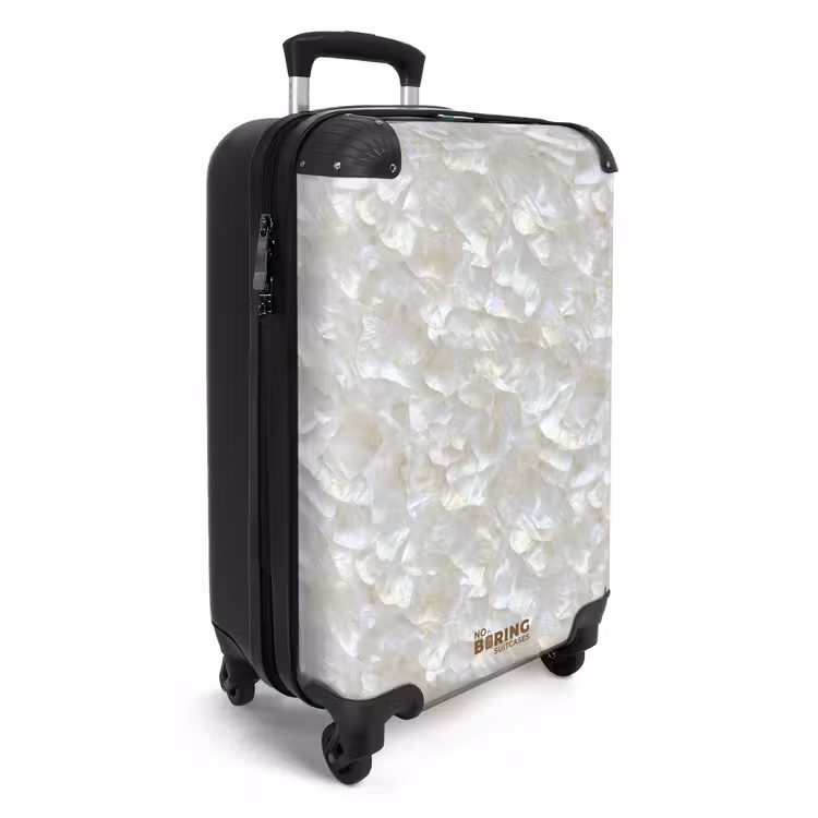 Parelmoerglans - Wit - Schelp NBS - Handbagage koffer - Volwassenen Unisex middel -productfoto_3d