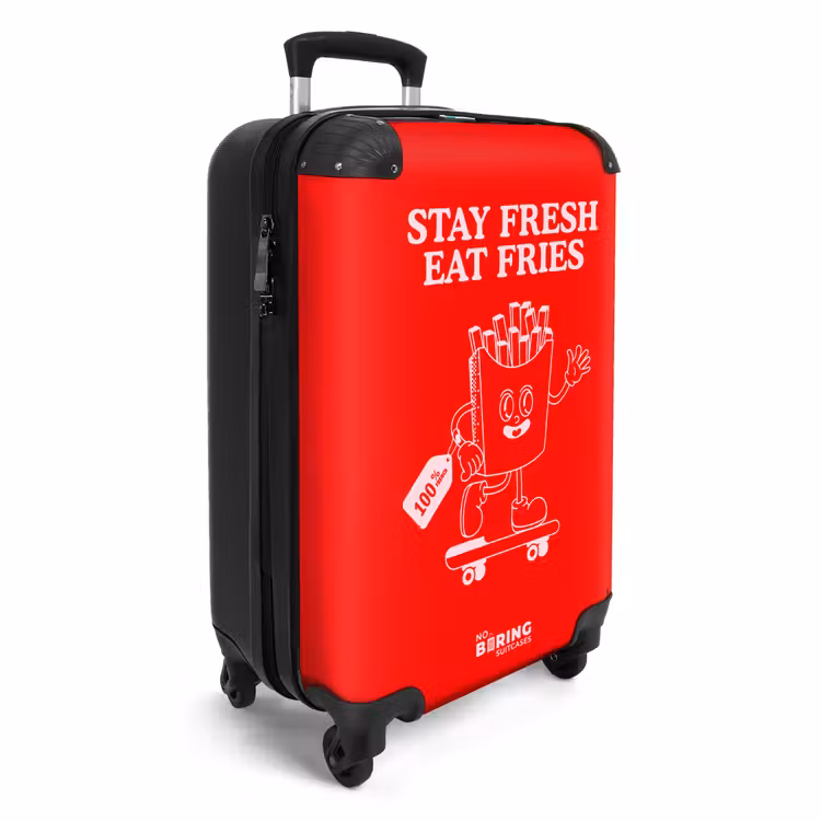 Koffer - Patat - Rood - Skateboard - Patat - Rood - Skateboard NBS - Handbagage koffer - Volwassenen Unisex middel
