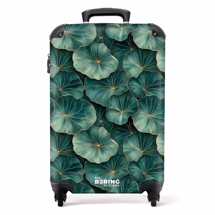 Koffer - Patroon - Bladeren - Groen - Patroon - Bladeren - Groen NBS - Handbagage koffer - Volwassenen Unisex middel