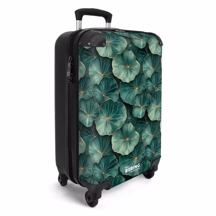 Koffer - Patroon - Bladeren - Groen - Patroon - Bladeren - Groen NBS - Handbagage koffer - Volwassenen Unisex middel
