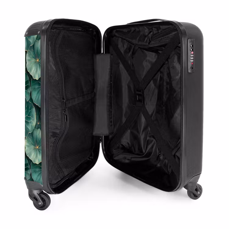 Koffer - Patroon - Bladeren - Groen - Patroon - Bladeren - Groen NBS - Handbagage koffer - Volwassenen Unisex middel