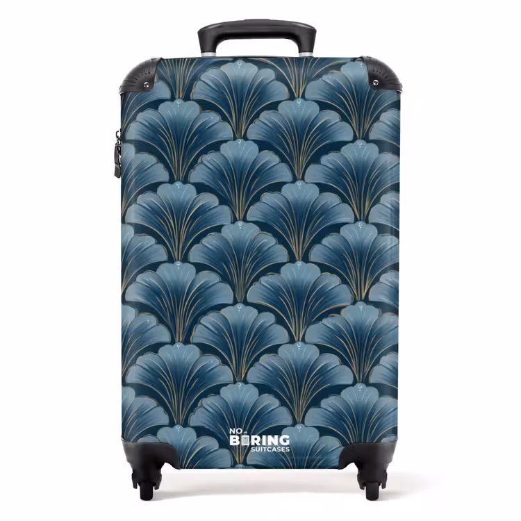 Patroon - Ginkgoblad - Blauw NBS - Handbagage koffer - Volwassenen Unisex middel -productfoto_recht