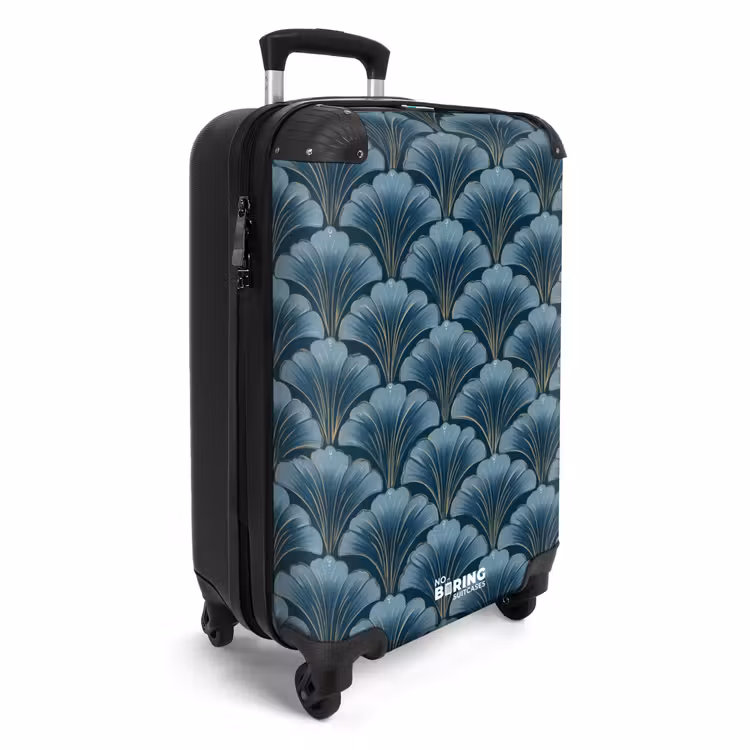 Patroon - Ginkgoblad - Blauw NBS - Handbagage koffer - Volwassenen Unisex middel -productfoto_3d