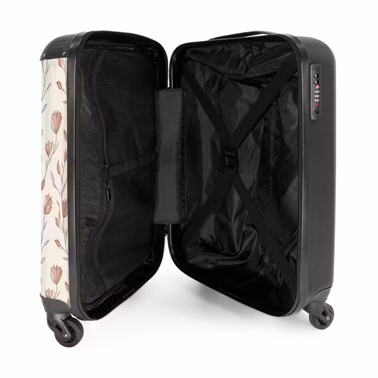 Patroon - Klassiek - Roze NBS - Handbagage koffer - Volwassenen Unisex middel -binnenkant