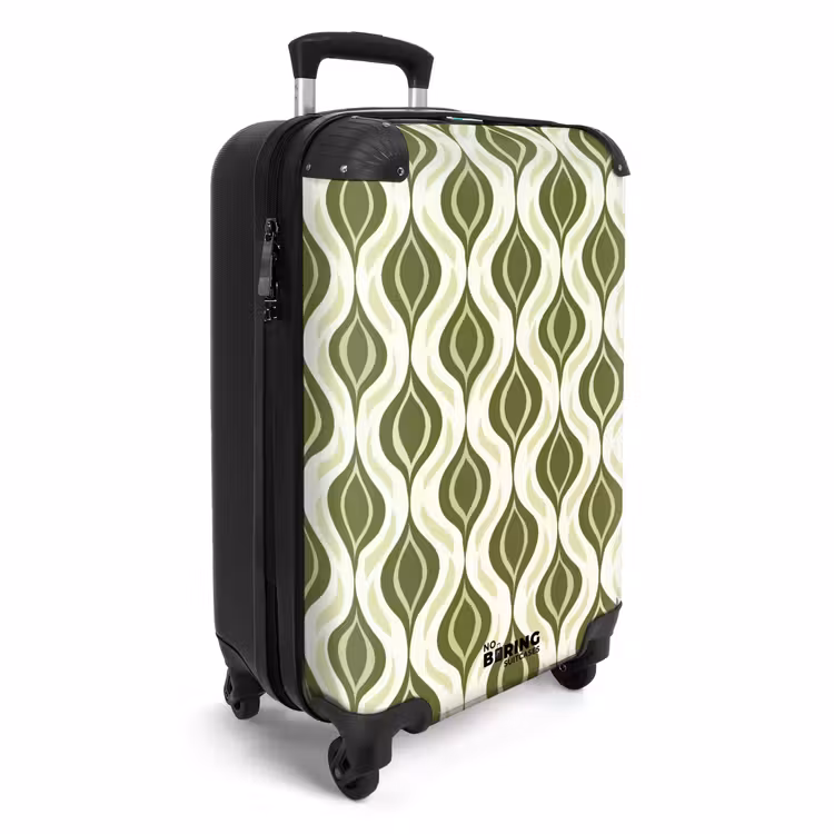 Patroon - Retro - Groen NBS - Handbagage koffer - Volwassenen Unisex middel -productfoto_3d