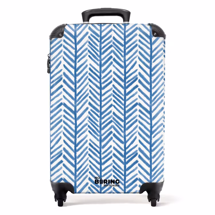 Patroon - Streep - Blauw NBS - Handbagage koffer - Volwassenen Unisex middel -productfoto_recht