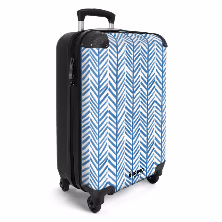 Patroon - Streep - Blauw NBS - Handbagage koffer - Volwassenen Unisex middel -productfoto_3d