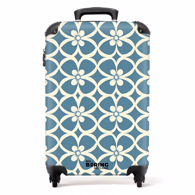 Patroon - Symmetrisch - Blauw NBS - Handbagage koffer - Volwassenen Unisex middel -productfoto_recht